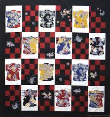 kyoohoo Chirimen Furoshiki Large Kimono Checkered