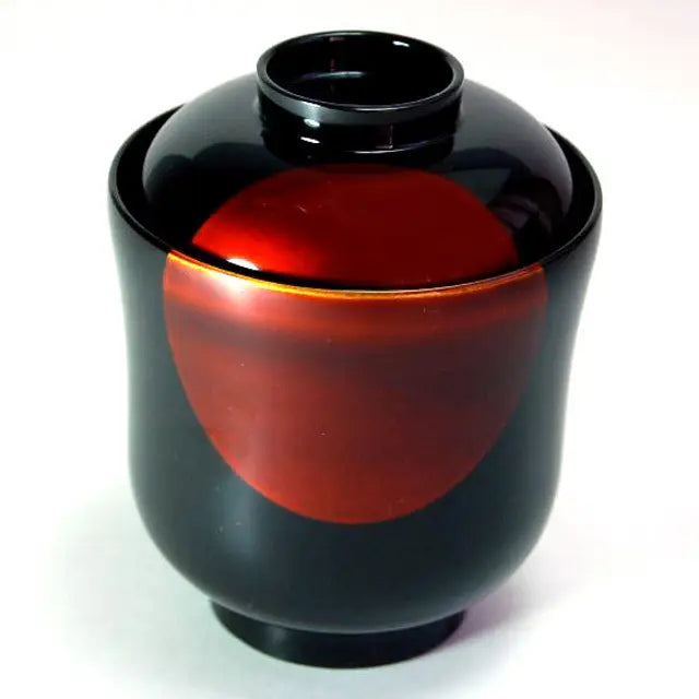Small soup bowl, Sun and Moon sandalwood, lacquered