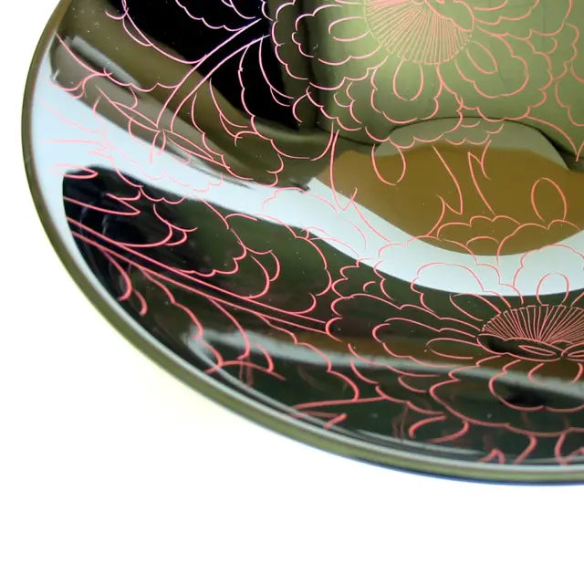 Bowl, Peony Carving, Red, Large, Lacquer, Medium Bowl