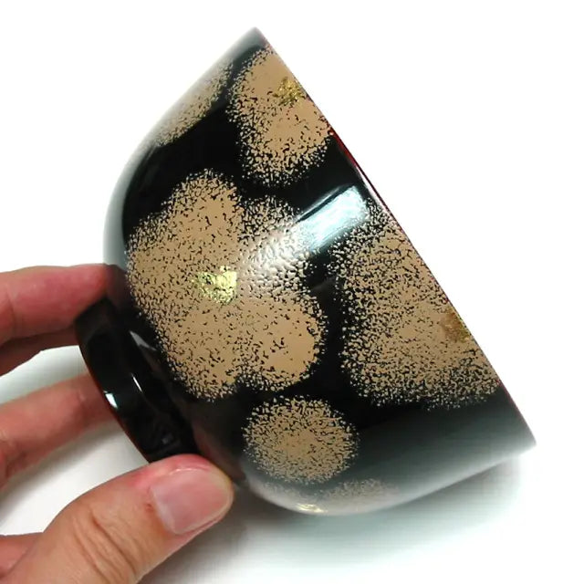 Pair of wooden bowls, red and white, lacquered, wooden bowls