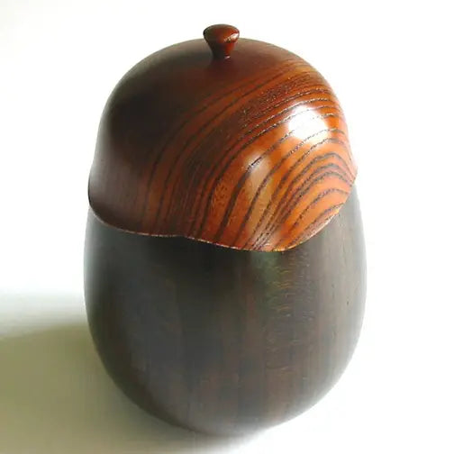 Tea caddy, keyaki, wooden, lacquered