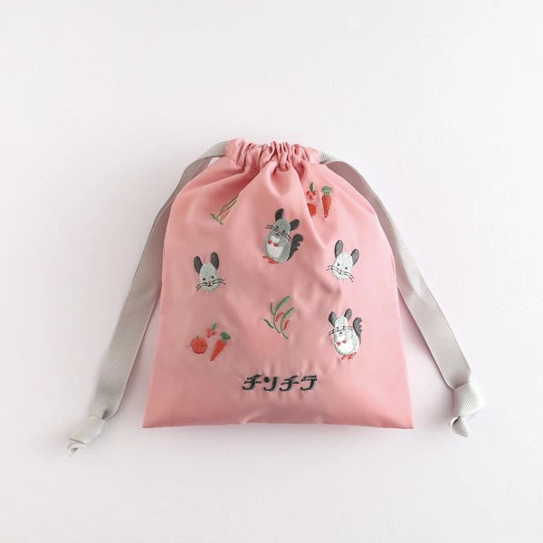 Animal Department Store Embroidered Drawstring Bag AD-052 Chinchilla