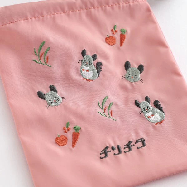 Animal Department Store Embroidered Drawstring Bag AD-052 Chinchilla