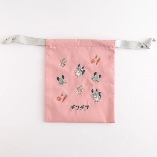 Animal Department Store Embroidered Drawstring Bag AD-052 Chinchilla