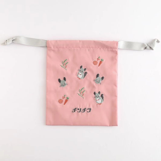 Animal Department Store Embroidered Drawstring Bag AD-052 Chinchilla