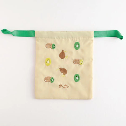Animal Department Store Embroidered Drawstring Bag AD-051 Kiwi