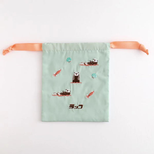 Animal Department Store Embroidered Drawstring Bag AD-054 Sea Otter