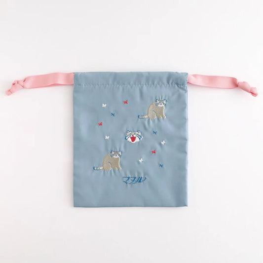 Animal Department Store Embroidered Drawstring Bag AD-055 Manul Cat