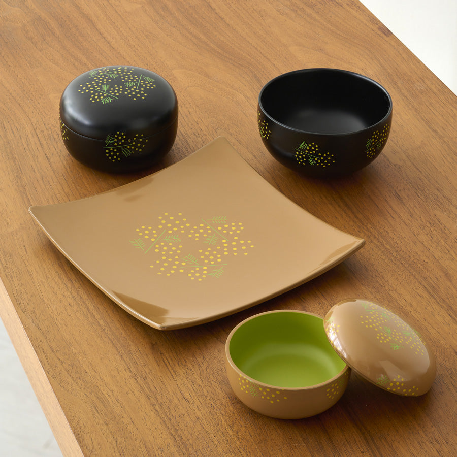 MIMOSA Bowl Black/White Lacquer K03-MA1009
