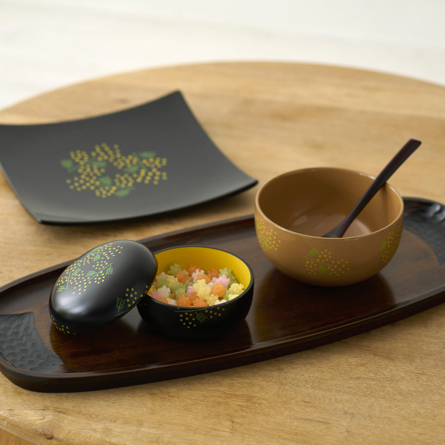 MIMOSA Bowl Black/White Lacquer K03-MA1009
