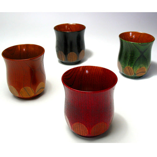 Teacup, Keyaki, Lacquer Cut Glass, Wooden, Lacquer Painted