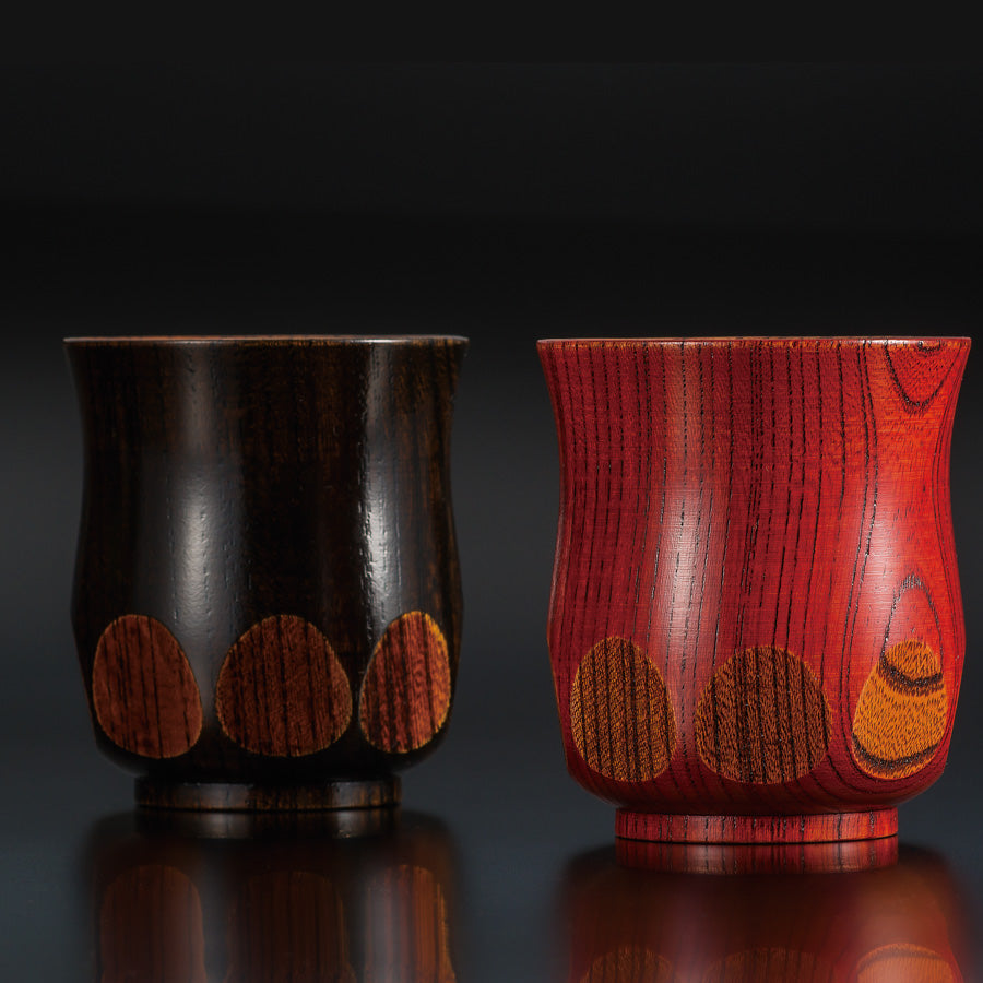 Teacup, Keyaki, Lacquer Cut Glass, Wooden, Lacquer Painted