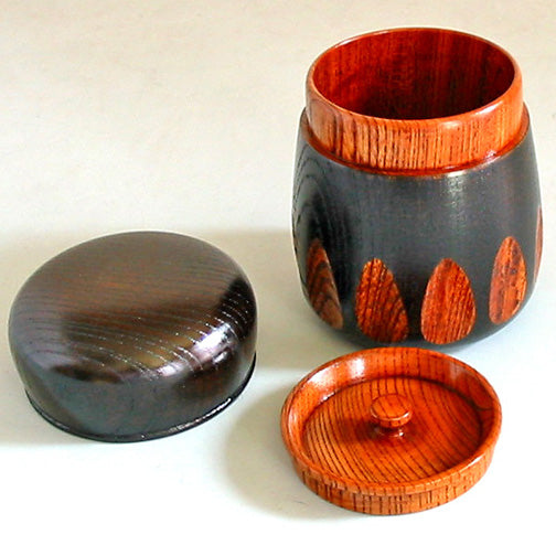 Tea canister, Keyaki, Urushi Kiriko, Black/Red/Green, Wooden, Lacquer-coated