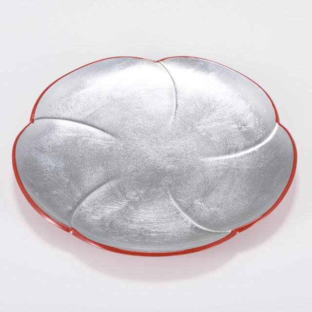 Kyoohoo LACQUER WARE Silver Leaf Plate K03-1004