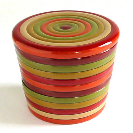 Two-tiered nesting box with spinning top pattern, bento box/lunch box, wooden, lacquered bento box