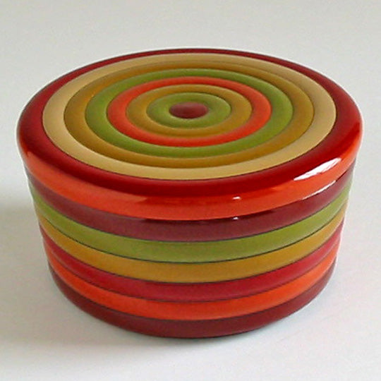 Two-tiered nesting box with spinning top pattern, bento box/lunch box, wooden, lacquered bento box