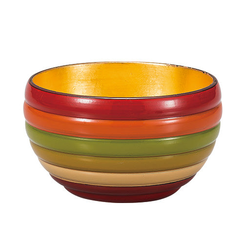 Sake cup with spinning top design and gold leaf on the inside, made of wood and lacquered