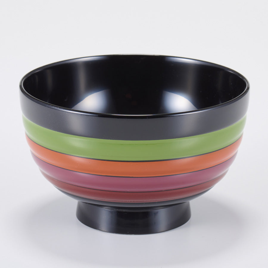 Pair of wooden bowls with spinning top pattern, lacquered wood, wooden bowls and miso soup bowls