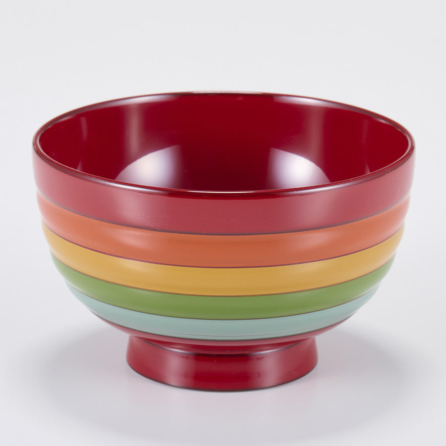 Pair of wooden bowls with spinning top pattern, lacquered wood, wooden bowls and miso soup bowls