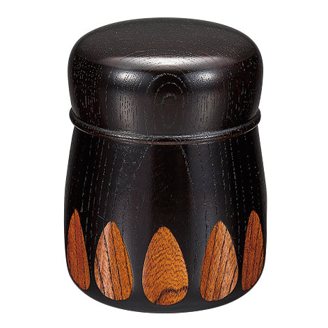 Tea canister, Keyaki, Urushi Kiriko, Black/Red/Green, Wooden, Lacquer-coated