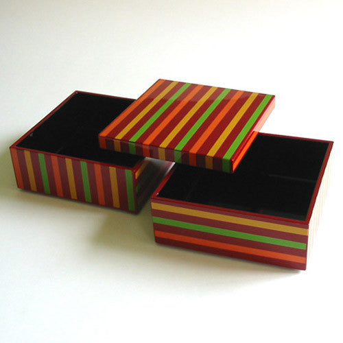 Kyoohoo LACQUER WARE Double-Deck Case Koma Line (M) Red