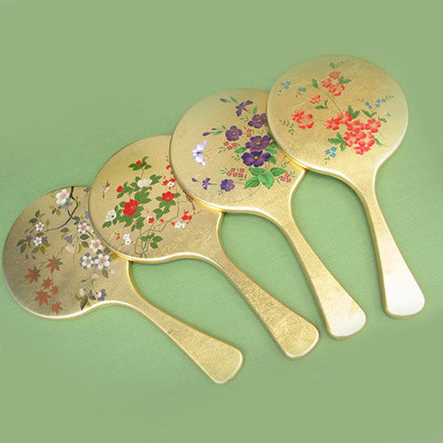 Kyoohoo LACQUER WARE Gold Kyo Mirror Flower Birds