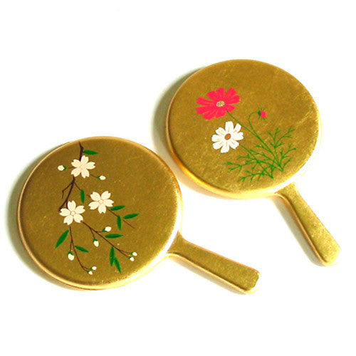 Kyoohoo LACQUER WARE Gold Mini Mirror Sakura
