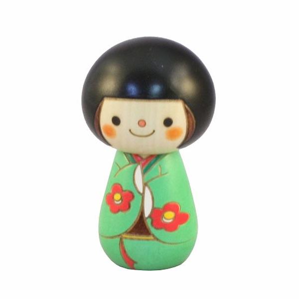 Kyoohoo Japanese Kokeshi Doll Short hair Green (K12-4341G)