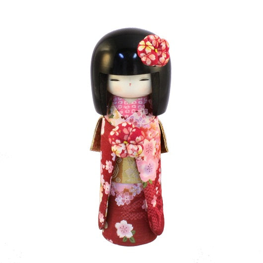 Kyoohoo Japanese Kokeshi Doll Kyobijin (S) Red (k12-4358R)