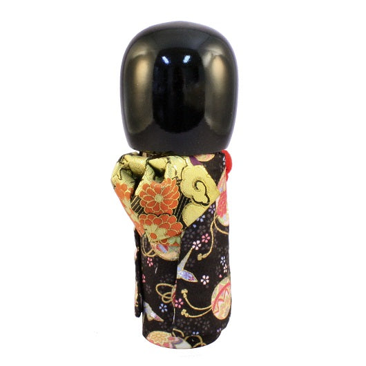 Kyoohoo Japanese Kokeshi Doll Kyobijin (L) Black (k12-4359B)