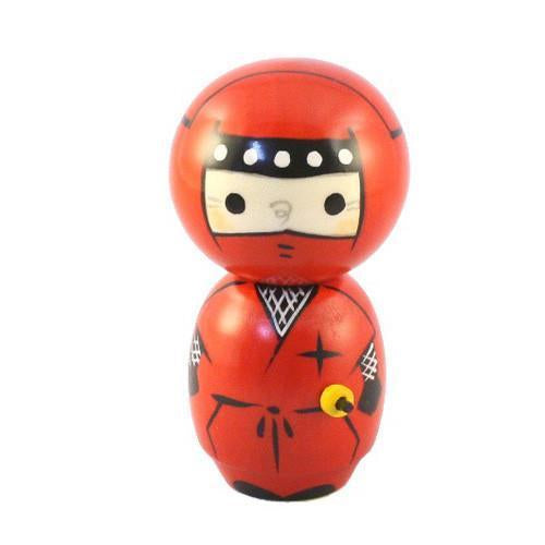 Kyoohoo Japanese Kokeshi Doll Ninjya Red by chie (k12-4305R)