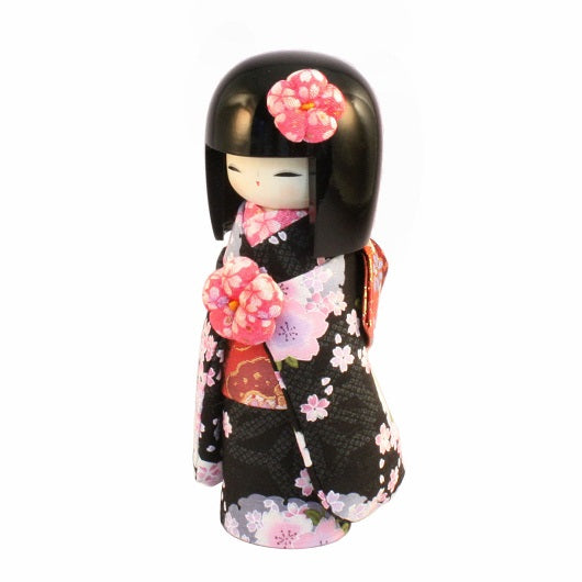 Kyoohoo Japanese Kokeshi Doll Kyobijin (S) black (k12-4358B)