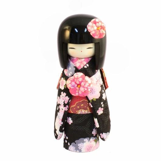 Kyoohoo Japanese Kokeshi Doll Kyobijin (S) black (k12-4358B)