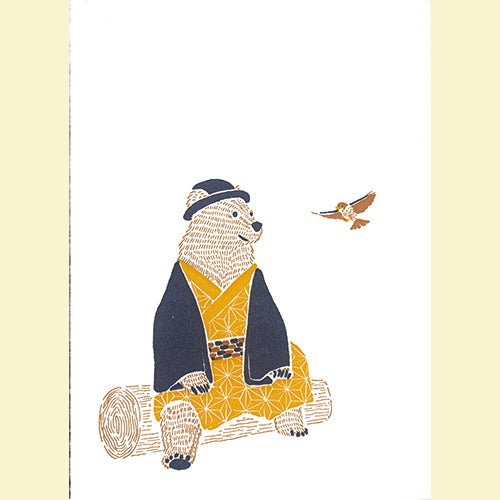 Konno Printing Greeting Card Bear and Little bird L19S010
