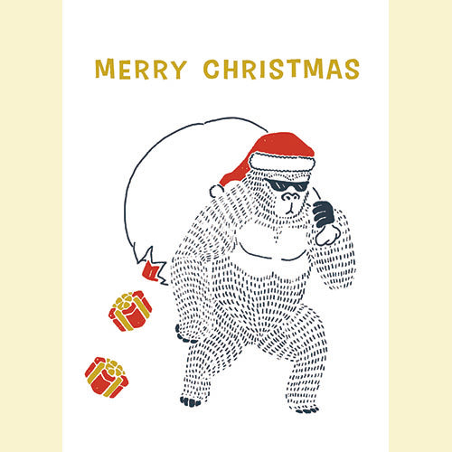 Konno Printing Greeting Card Gorilla Santa Claus L20S009