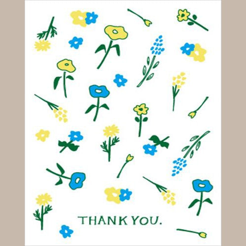 Konno Printing Greeting Card Flower (Blue & Yellow) Letterpress Card L22S013