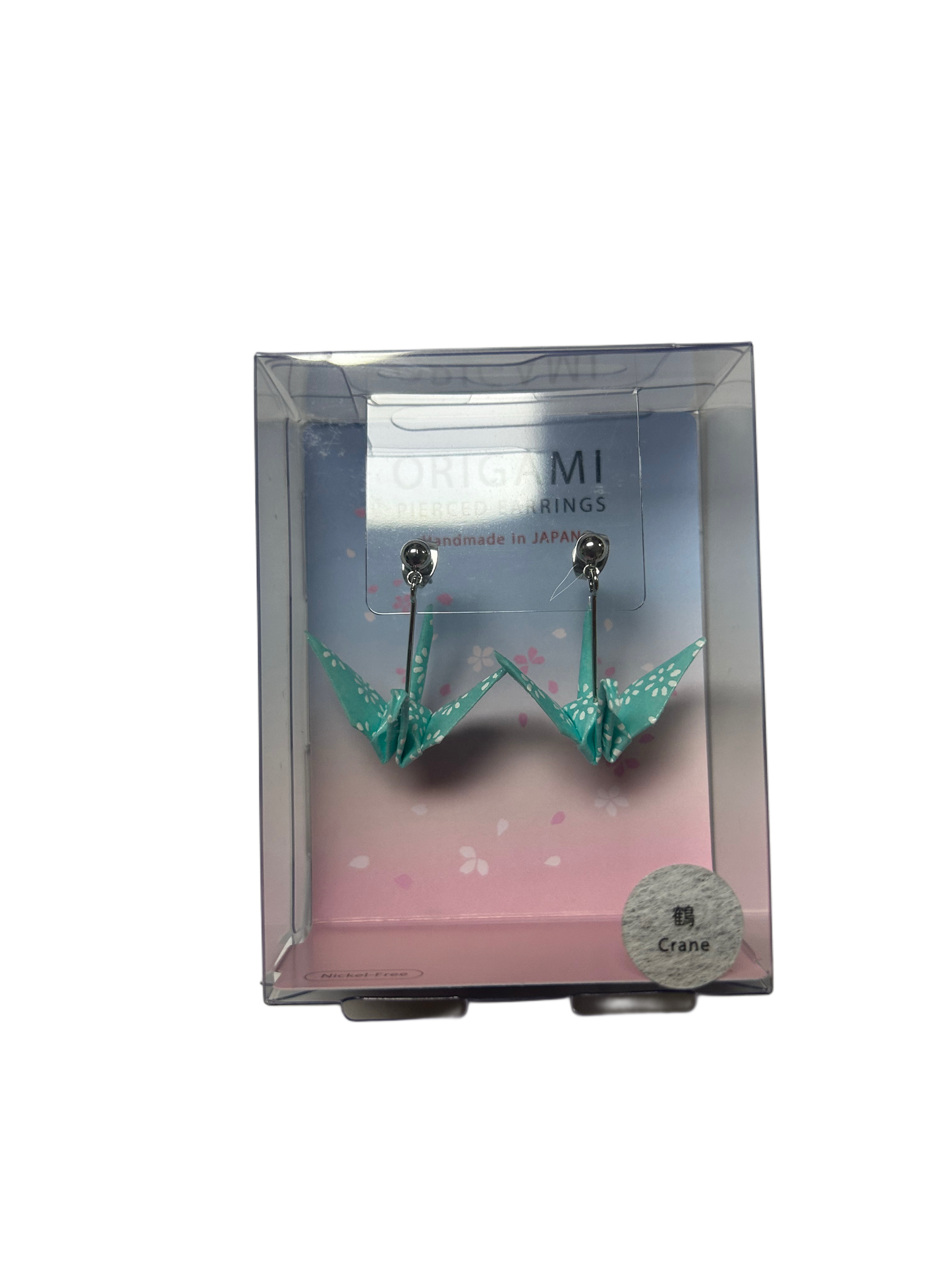 ORIGAMI Earrings, Crane, Light Blue