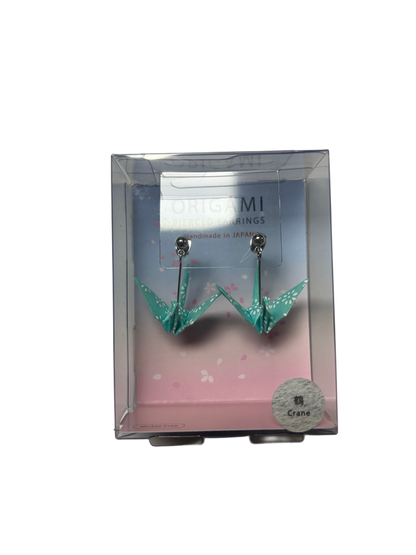 ORIGAMI Earrings, Crane, Light Blue