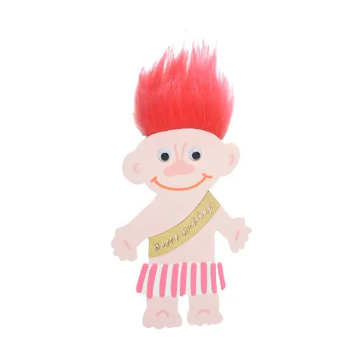 Happy Doll Birthday Card, Light Pink