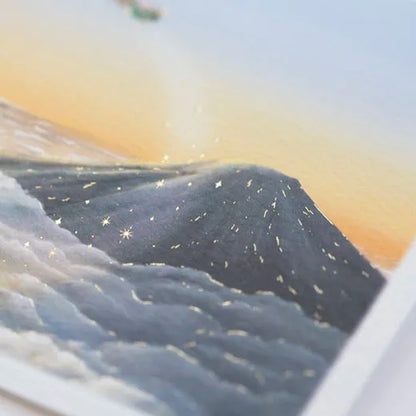 Japanese-Style Mini Santa Christmas Card with Mount Fuji.