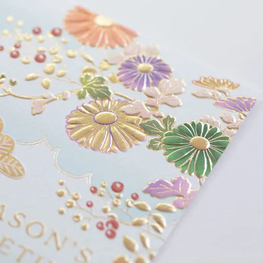 Japanese-Style Formal Card with Chrysanthemum Design.