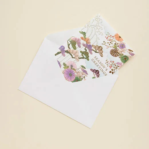 Japanese-Style Formal Card with Chrysanthemum Design.