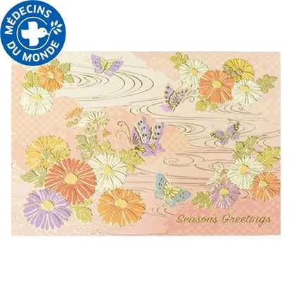 Japanese-Style Formal Card with Butterfly and Chrysanthemum Design.