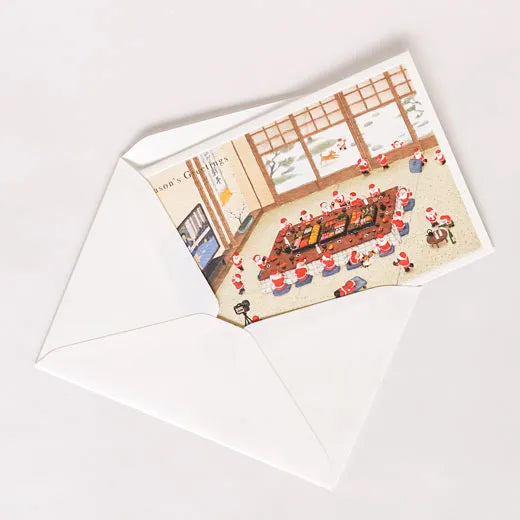 Japanese-style mini Santa Christmas card, New Year's feast.