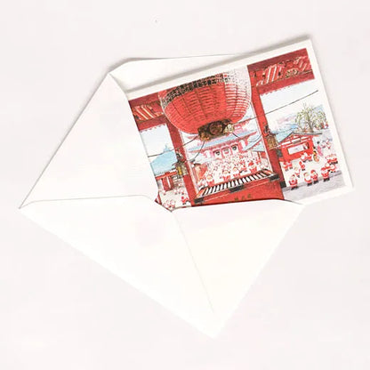Japanese-Style Mini Santa Christmas Card, New Year's Shrine Visit.