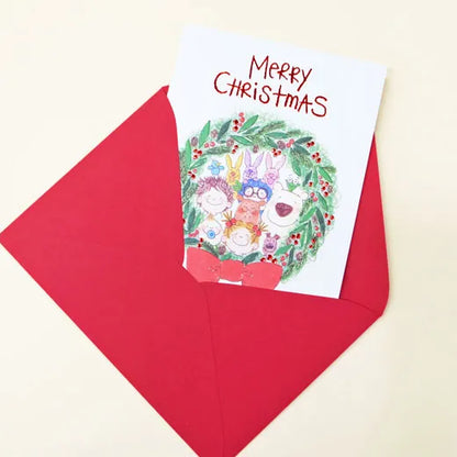 Coco-chan Christmas card wreath.