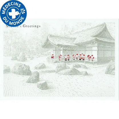Japanese-Style Mini Santa Christmas Card, Kongobu-ji Temple.
