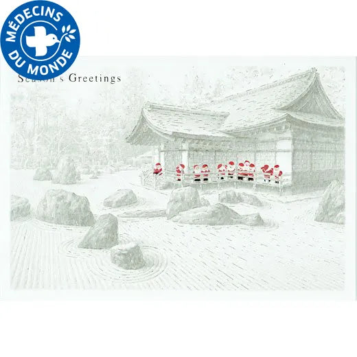 Japanese-Style Mini Santa Christmas Card, Kongobu-ji Temple.