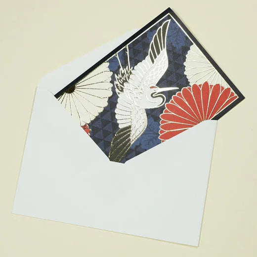 Japanese-Style Formal Card with Plum Blossoms and Crane