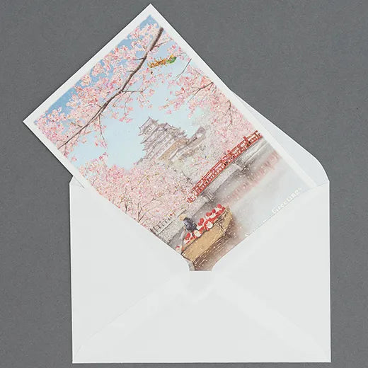 Japanese-Style Mini Santa Christmas Card, Himeji Castle
